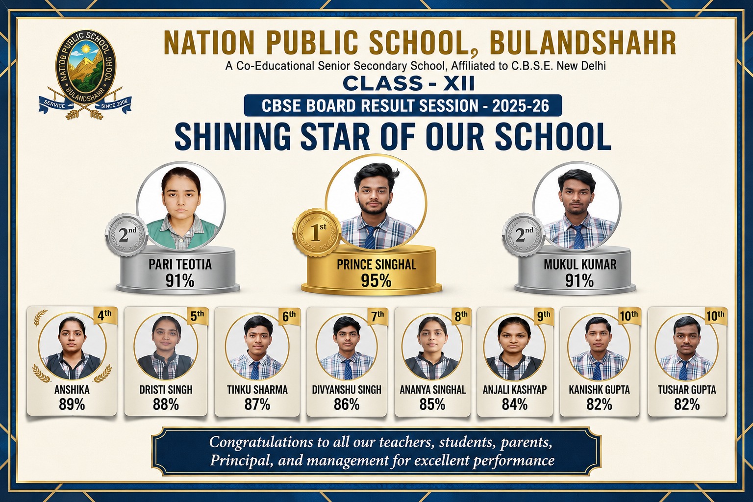 Topper Of Our School Session 2025-26 (12th)
